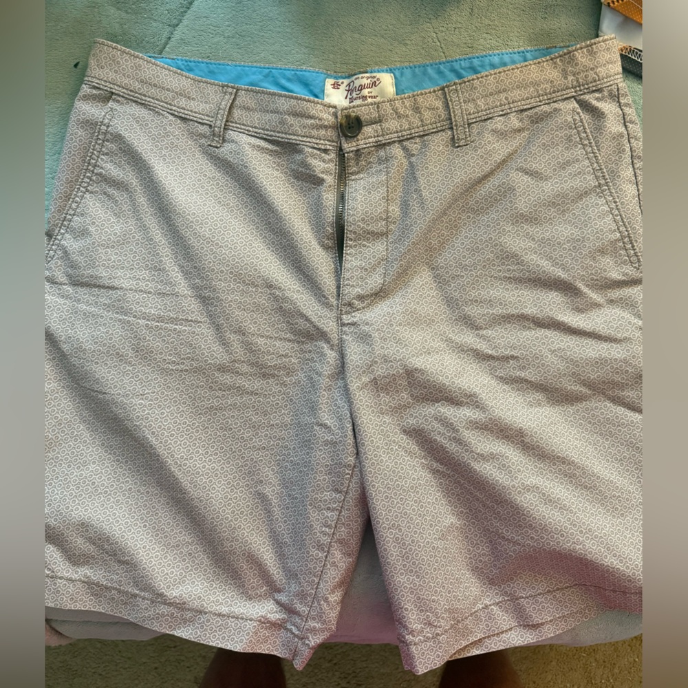 Original Penguin Gray Patterned Flat Front Shorts - image 1